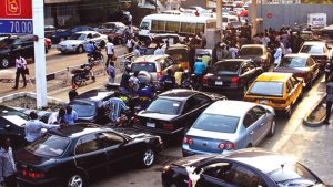 Petrol station during fuel scarcity