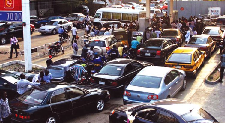 Petrol station during fuel scarcity